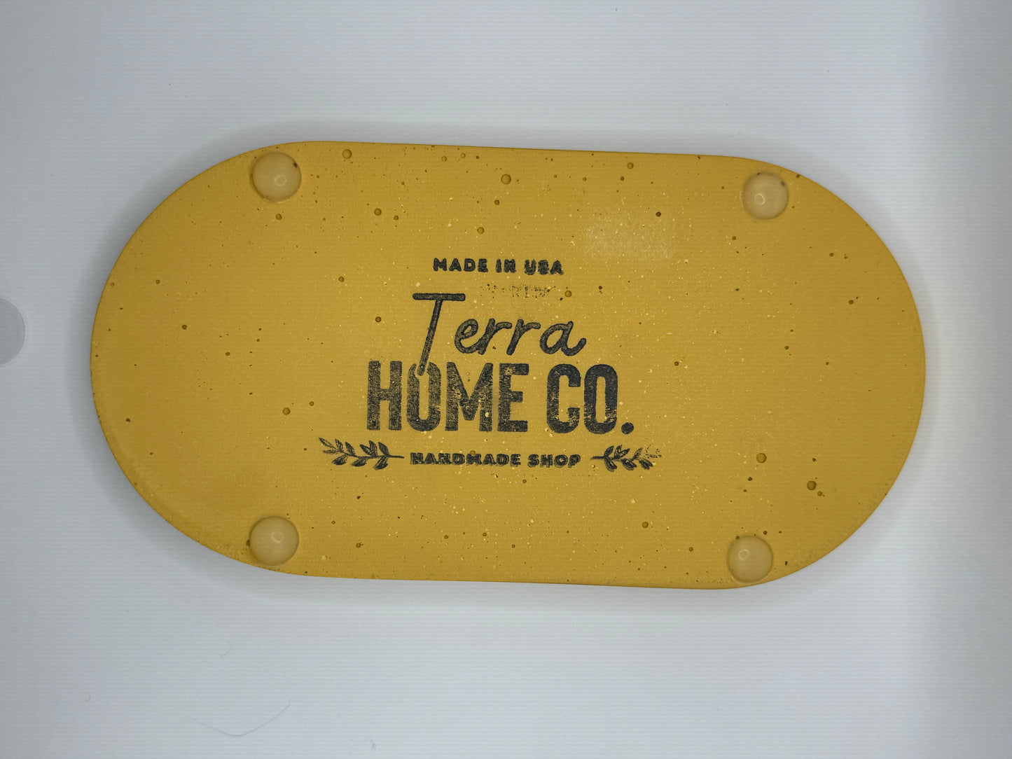 Oval Tray with Leaf Print (Mustard)