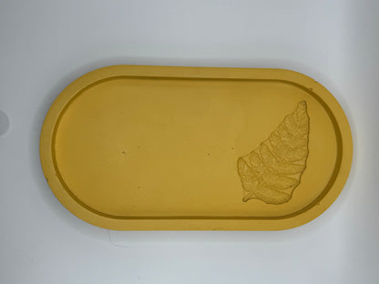 Oval Tray with Leaf Print (Mustard)